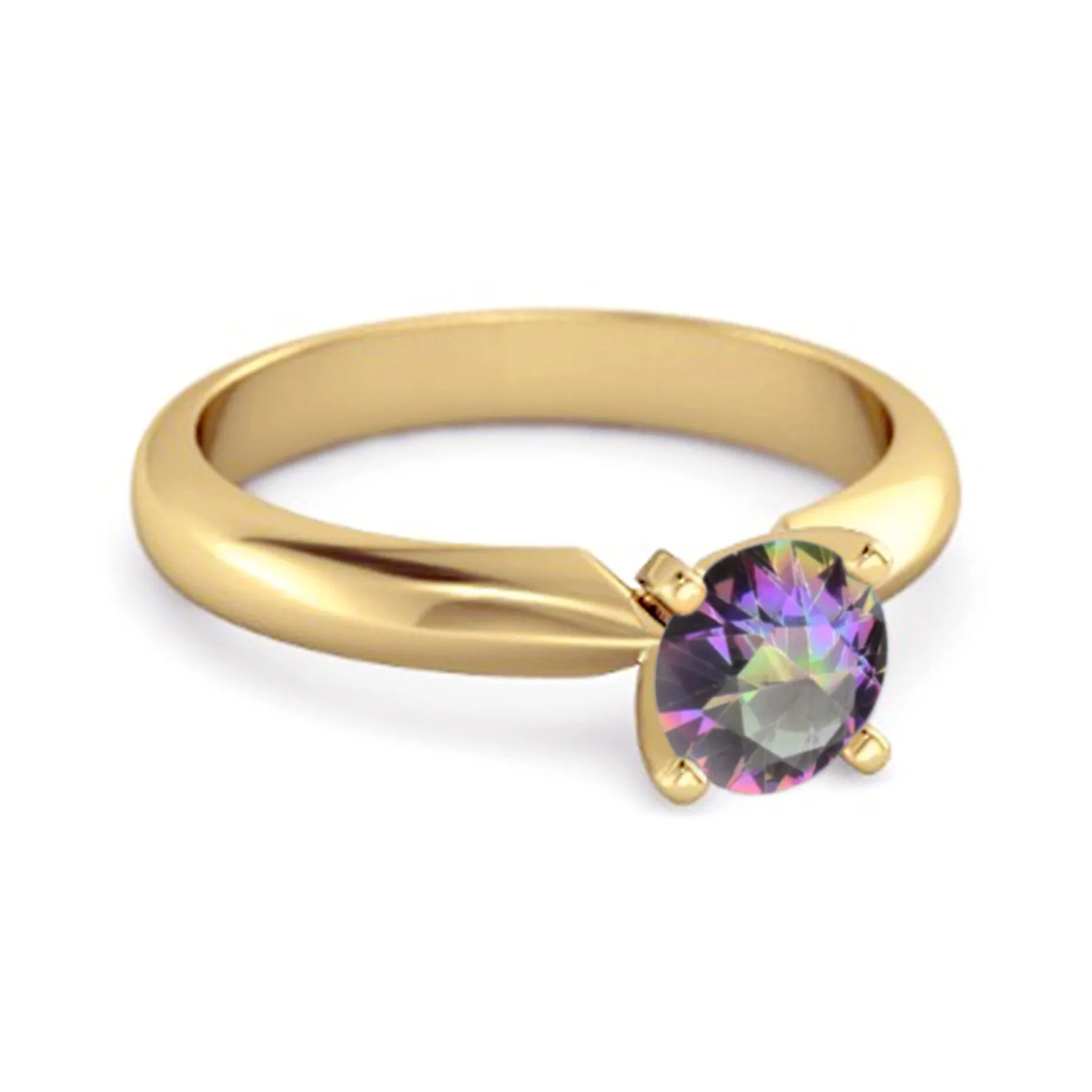 Solitaire 0.25 Cts Brilliant Cut Mystic Topaz 925 Silver Promise Ring