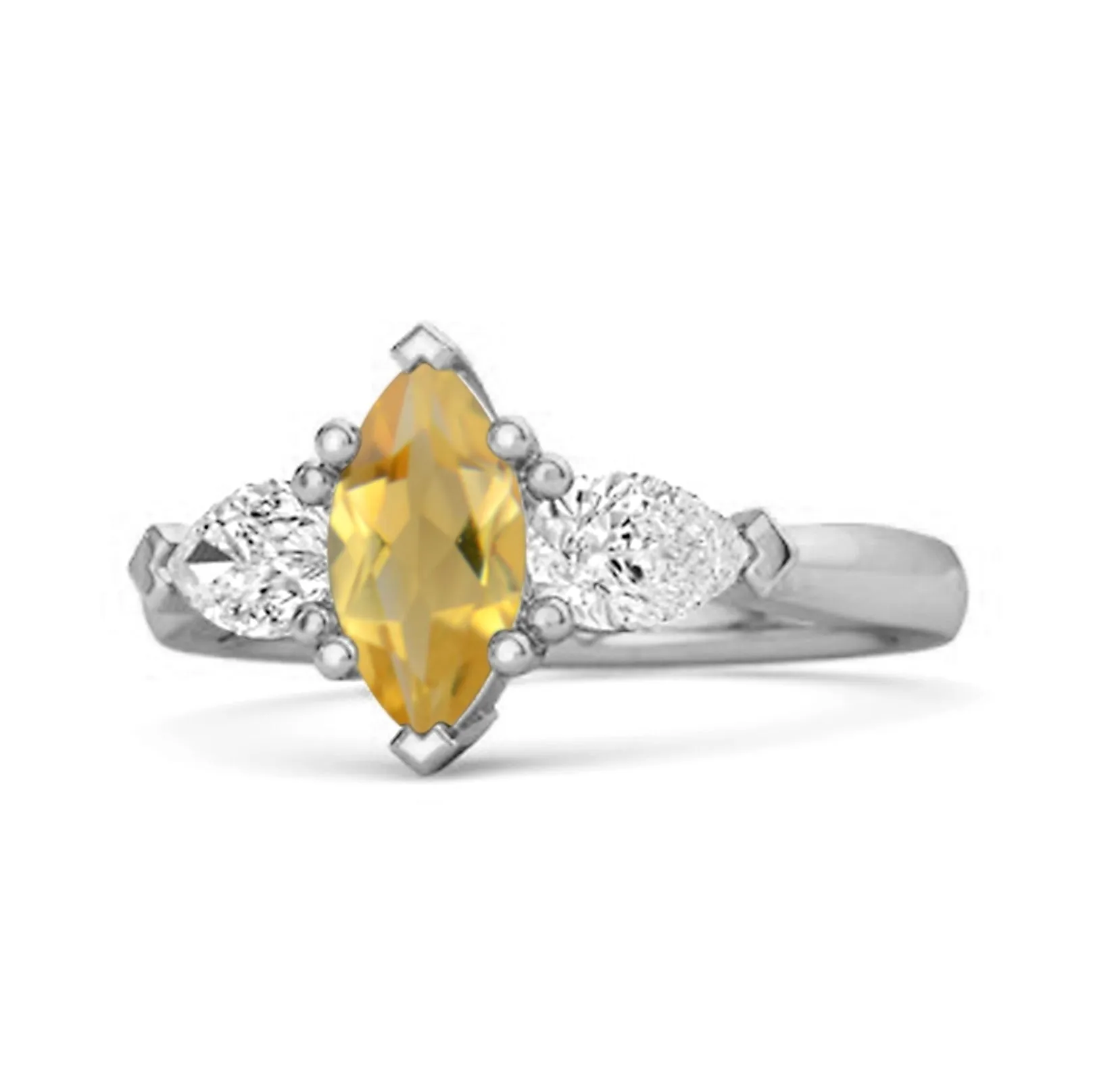 Solitaire 0.25 Ctw Marquise Cut Citrine 925 Sterling Silver Ring