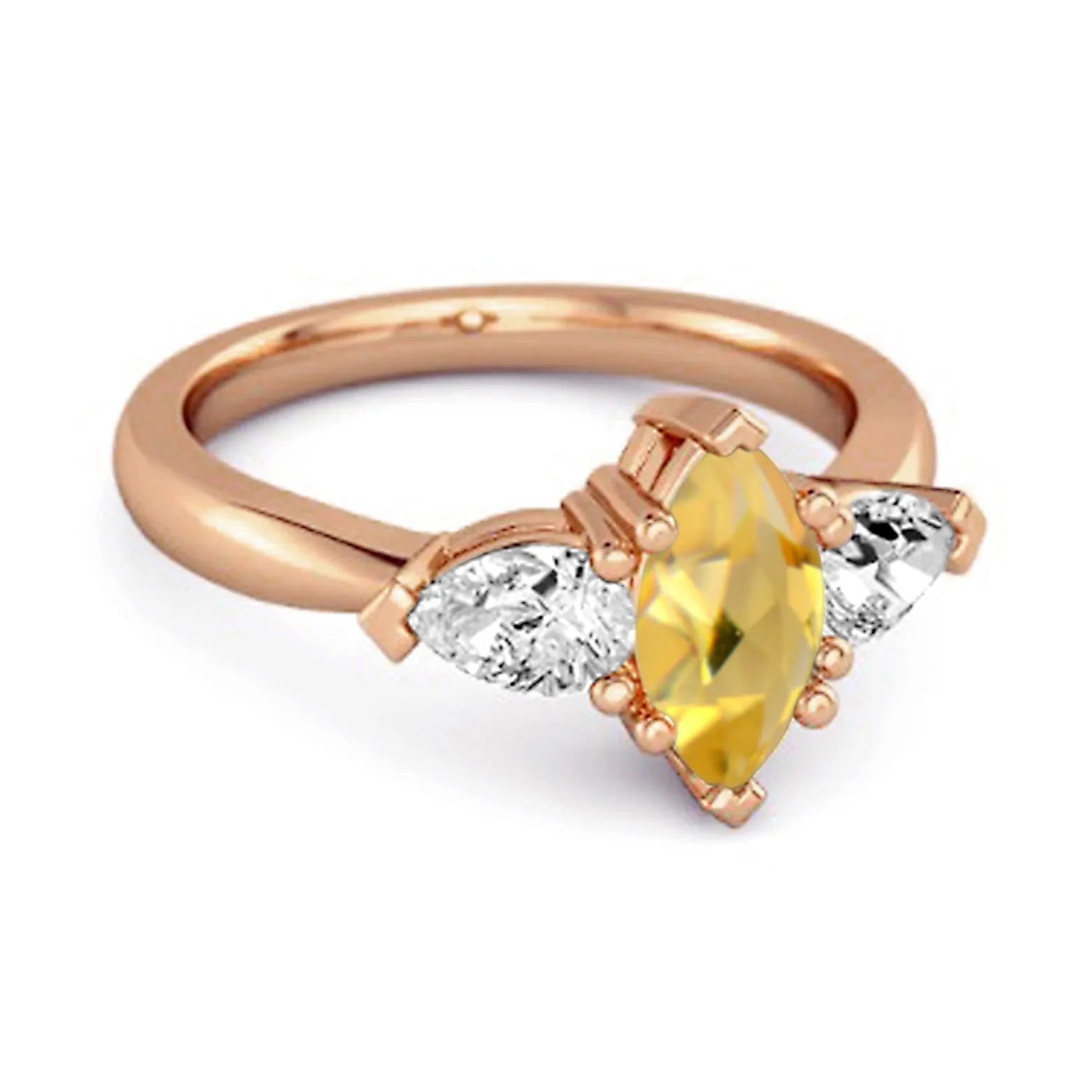 Solitaire 0.25 Ctw Marquise Cut Citrine 925 Sterling Silver Ring