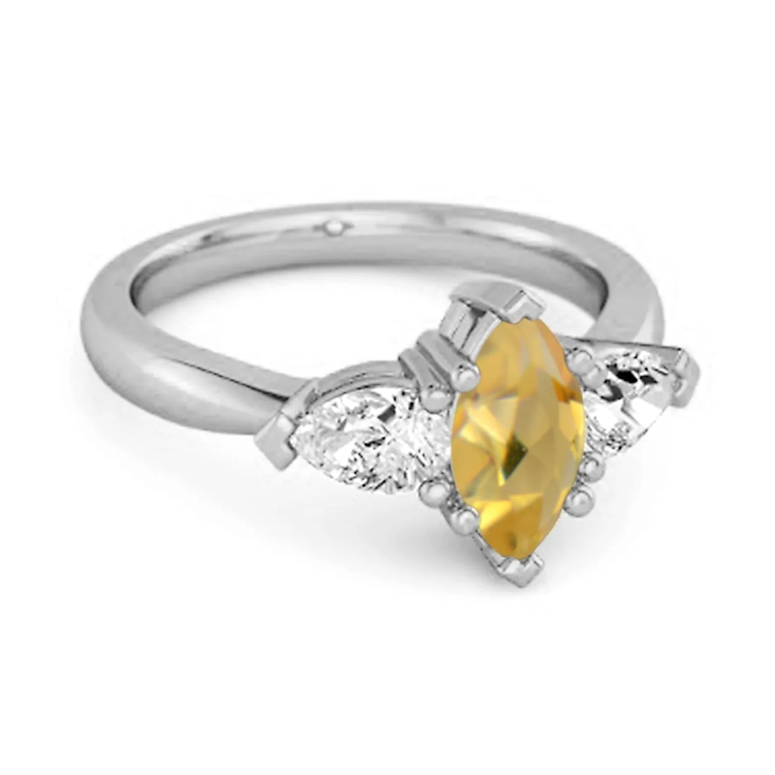Solitaire 0.25 Ctw Marquise Cut Citrine 925 Sterling Silver Ring