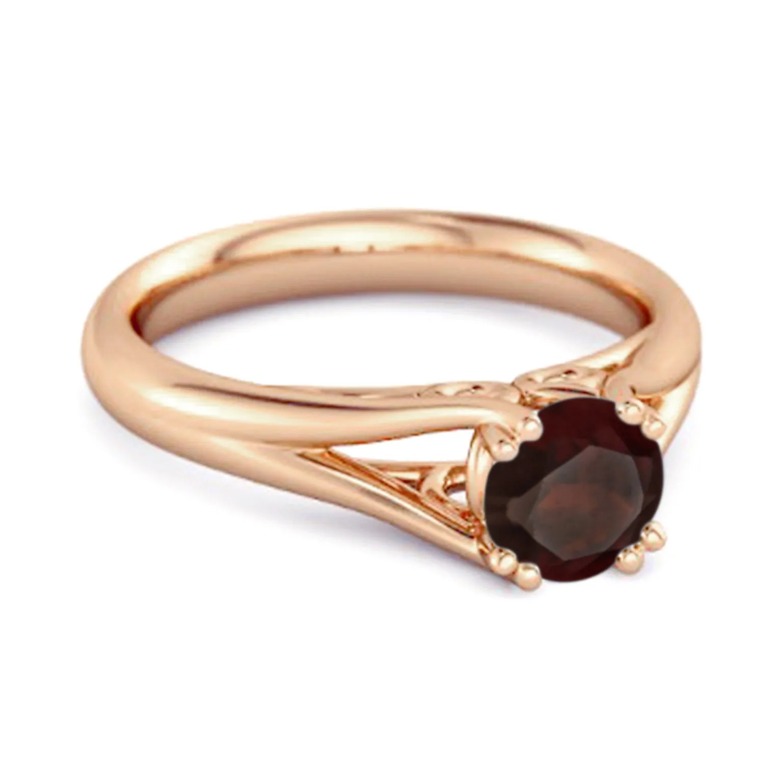 Solitaire 0.25 Ctw Round Garnet 925 Sterling Silver Split Ring