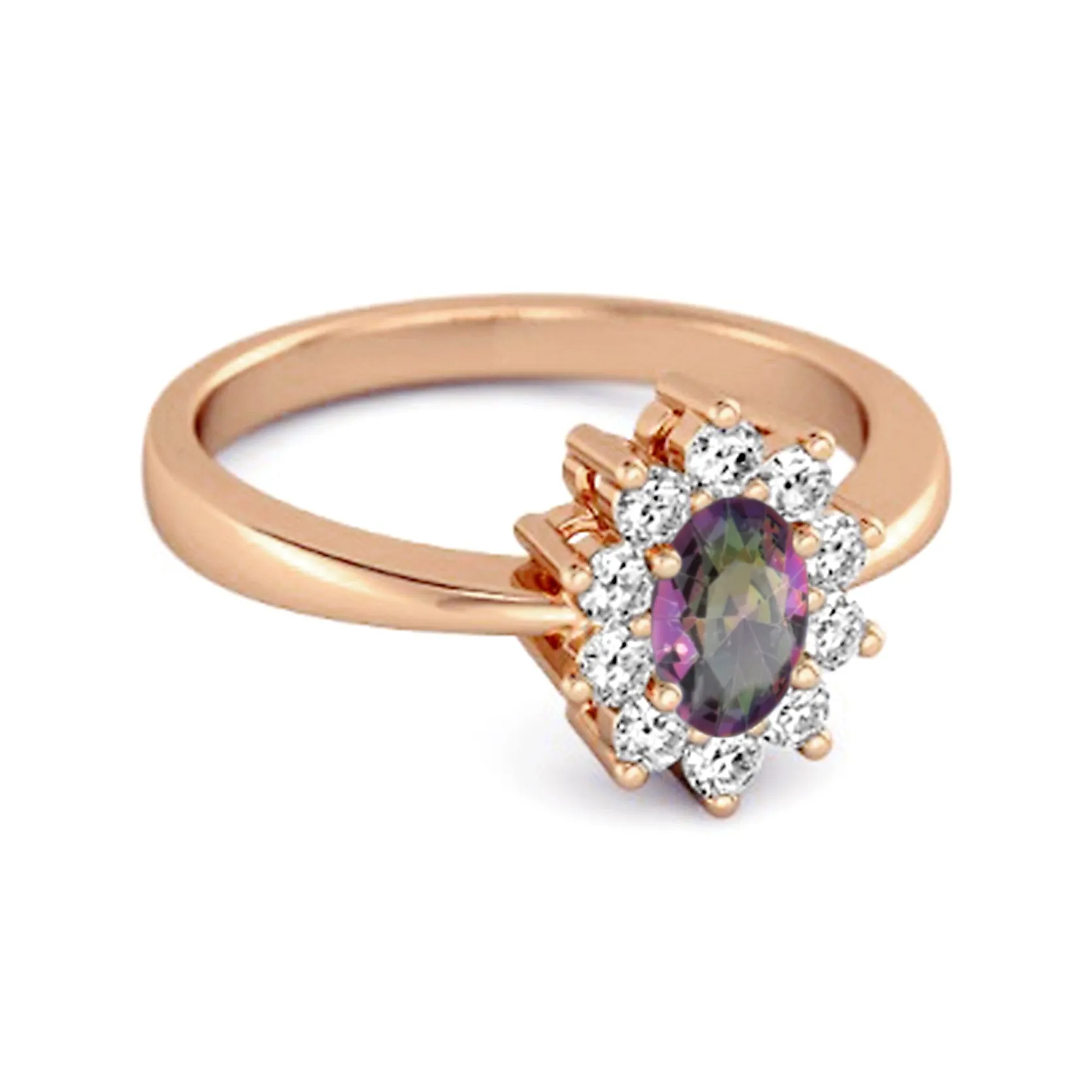 Solitaire 1.50 Cts Mystic Topaz 925 Sterling Silver Halo Accent Ring