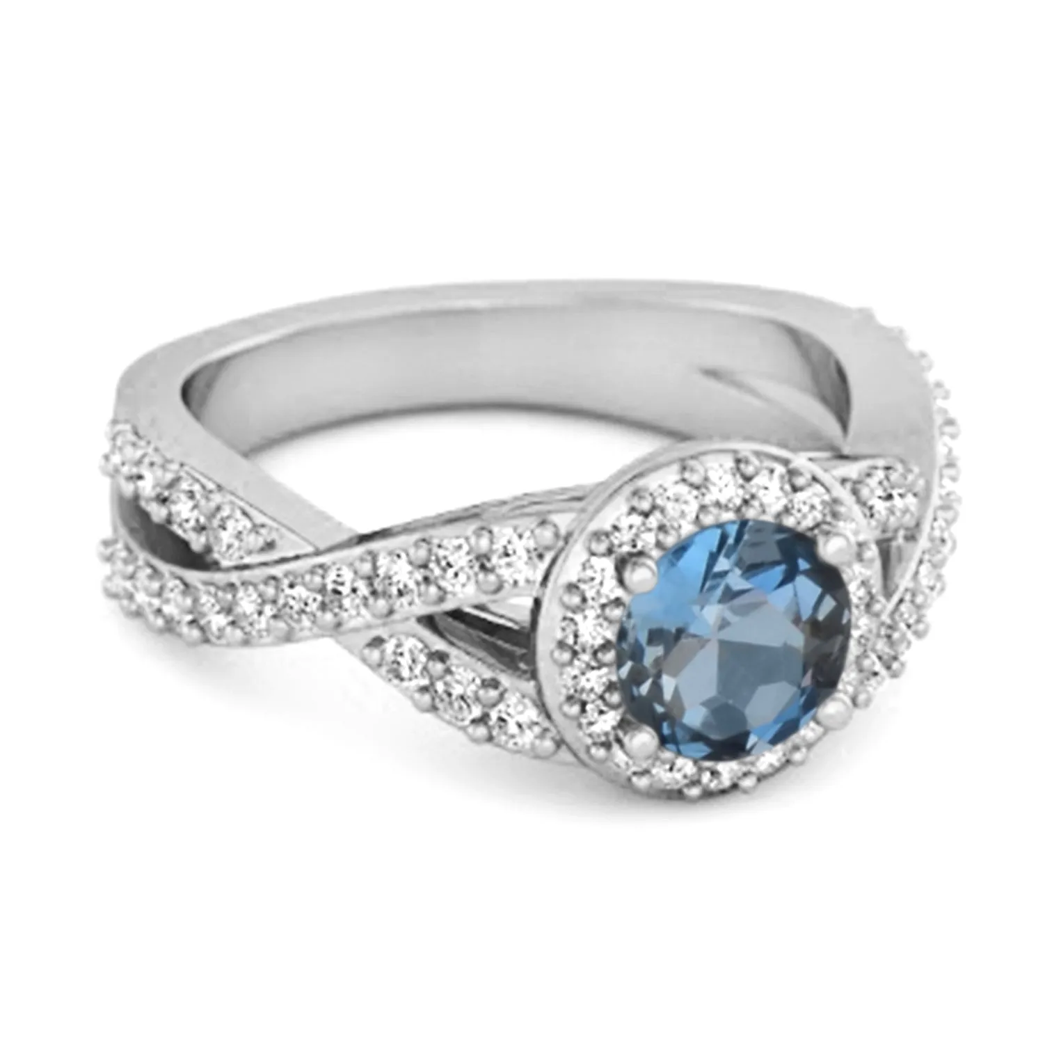 Solitaire Accents London Blue Topaz 925 Sterling Silver Infinity Ring
