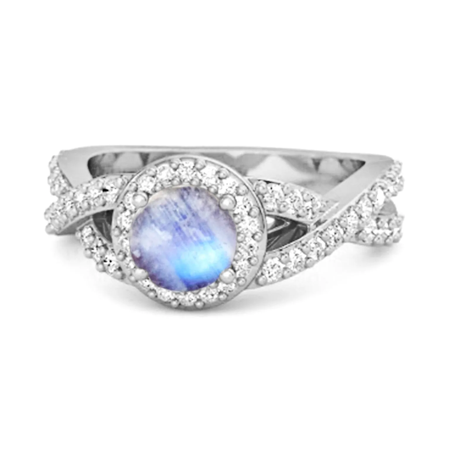 Solitaire Accents Moonstone 925 Sterling Silver Infinity Ring