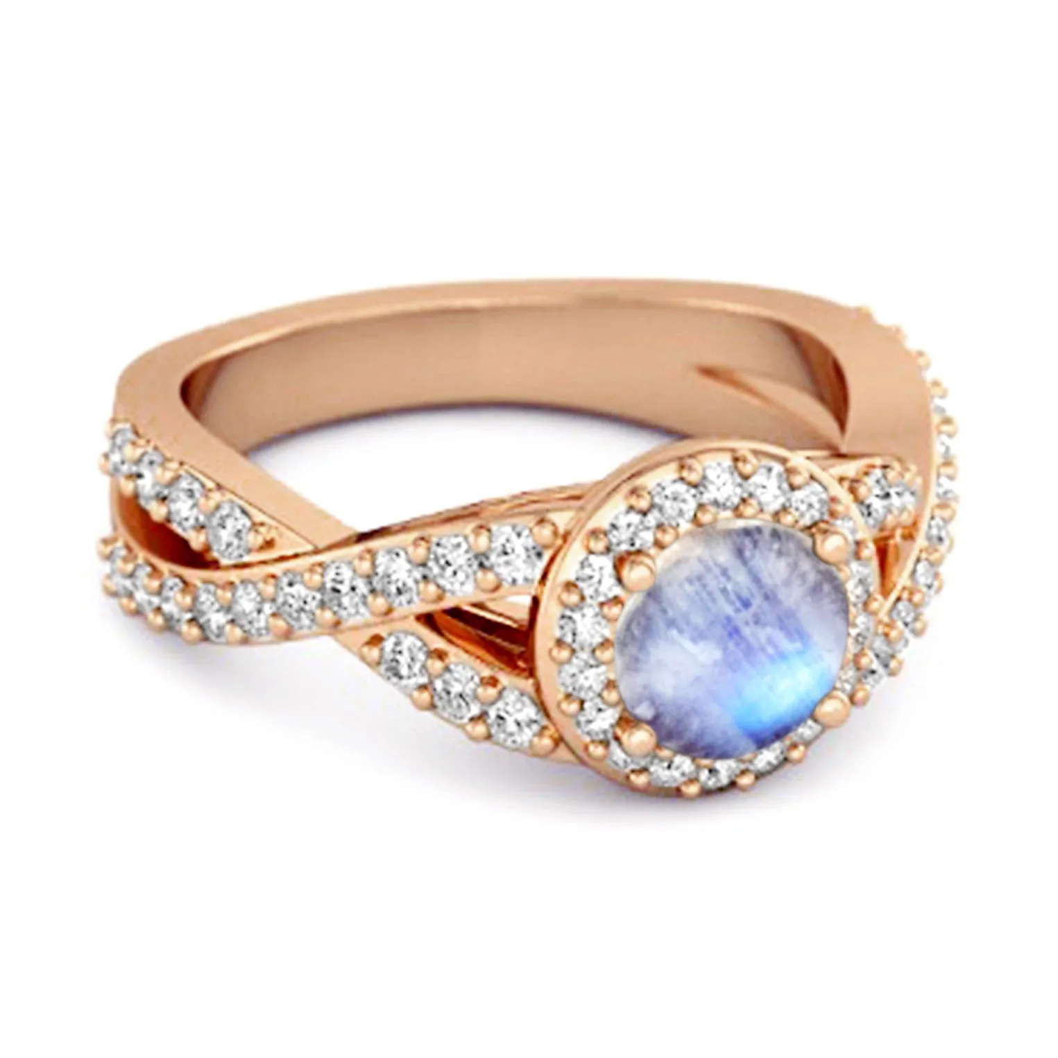 Solitaire Accents Moonstone 925 Sterling Silver Infinity Ring