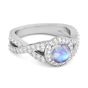 Solitaire Accents Moonstone 925 Sterling Silver Infinity Ring