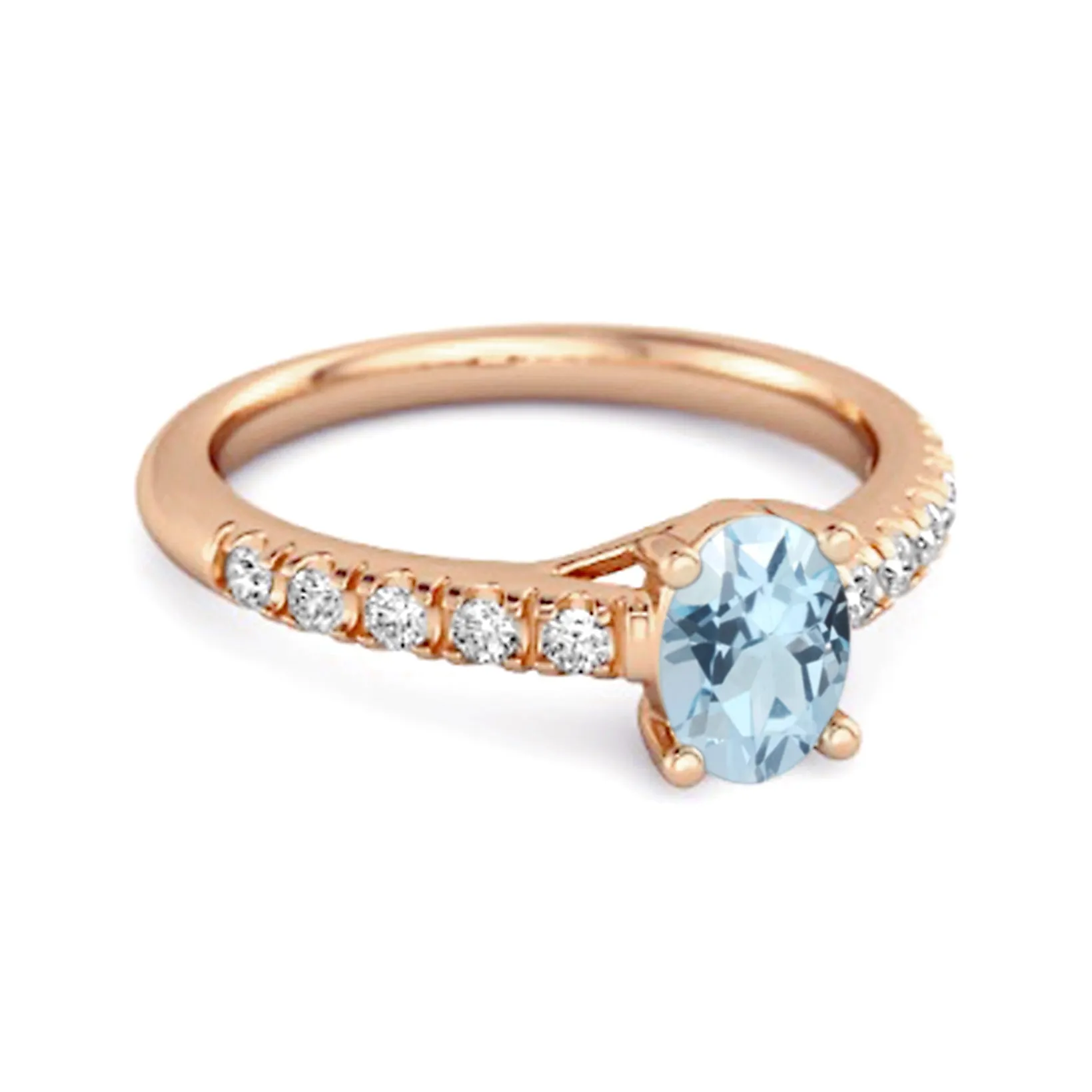 Solitaire Blue Topaz 925 Sterling Silver Floating Halo Bridal Ring