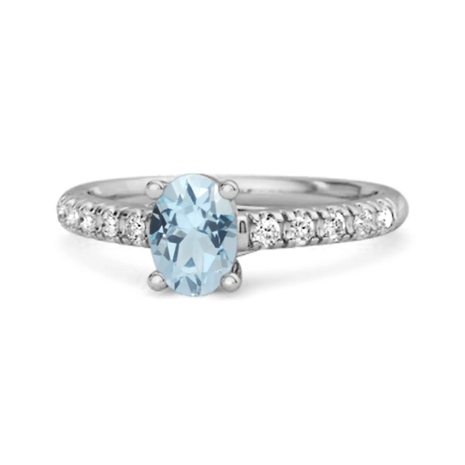 Solitaire Blue Topaz 925 Sterling Silver Floating Halo Bridal Ring