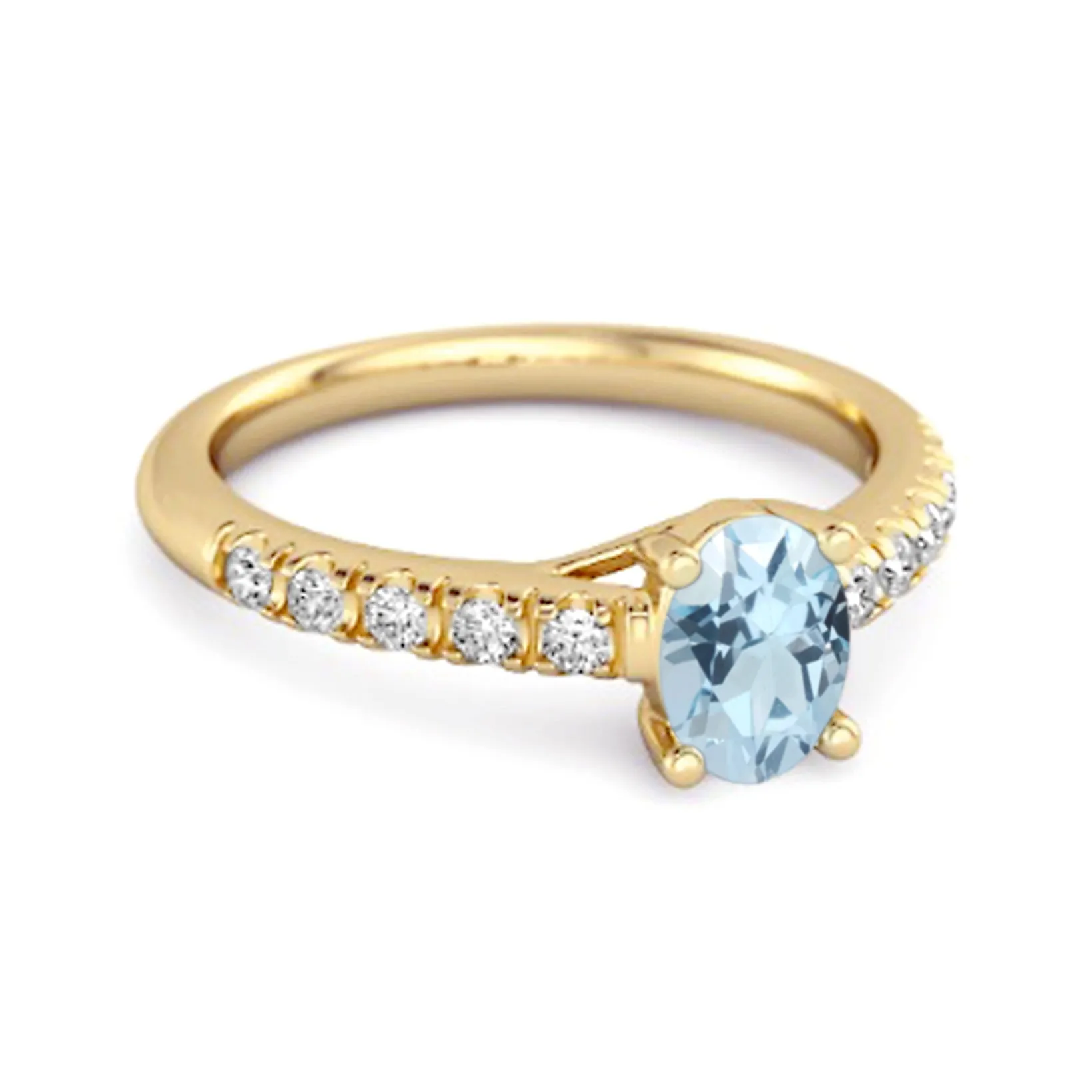 Solitaire Blue Topaz 925 Sterling Silver Floating Halo Bridal Ring