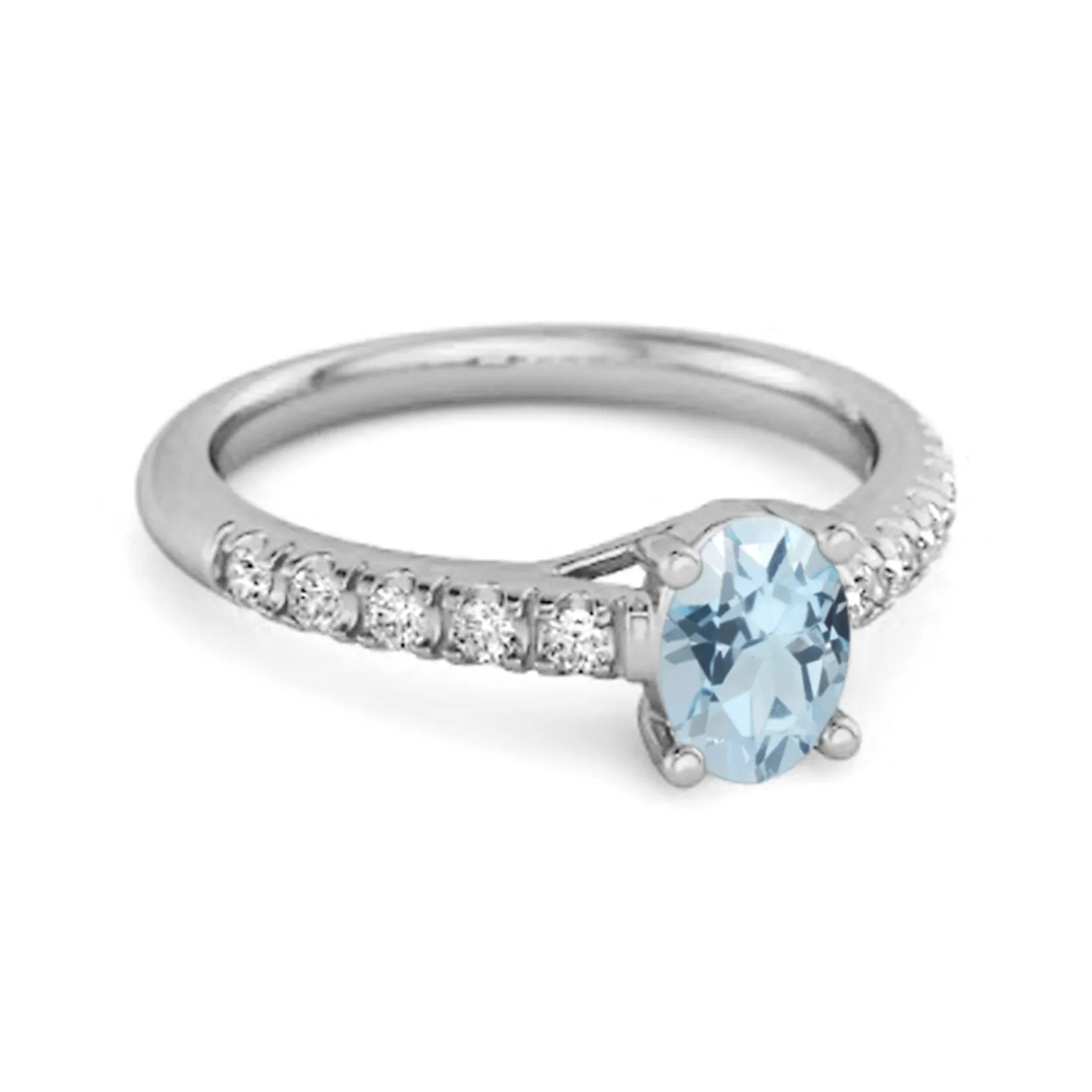 Solitaire Blue Topaz 925 Sterling Silver Floating Halo Bridal Ring