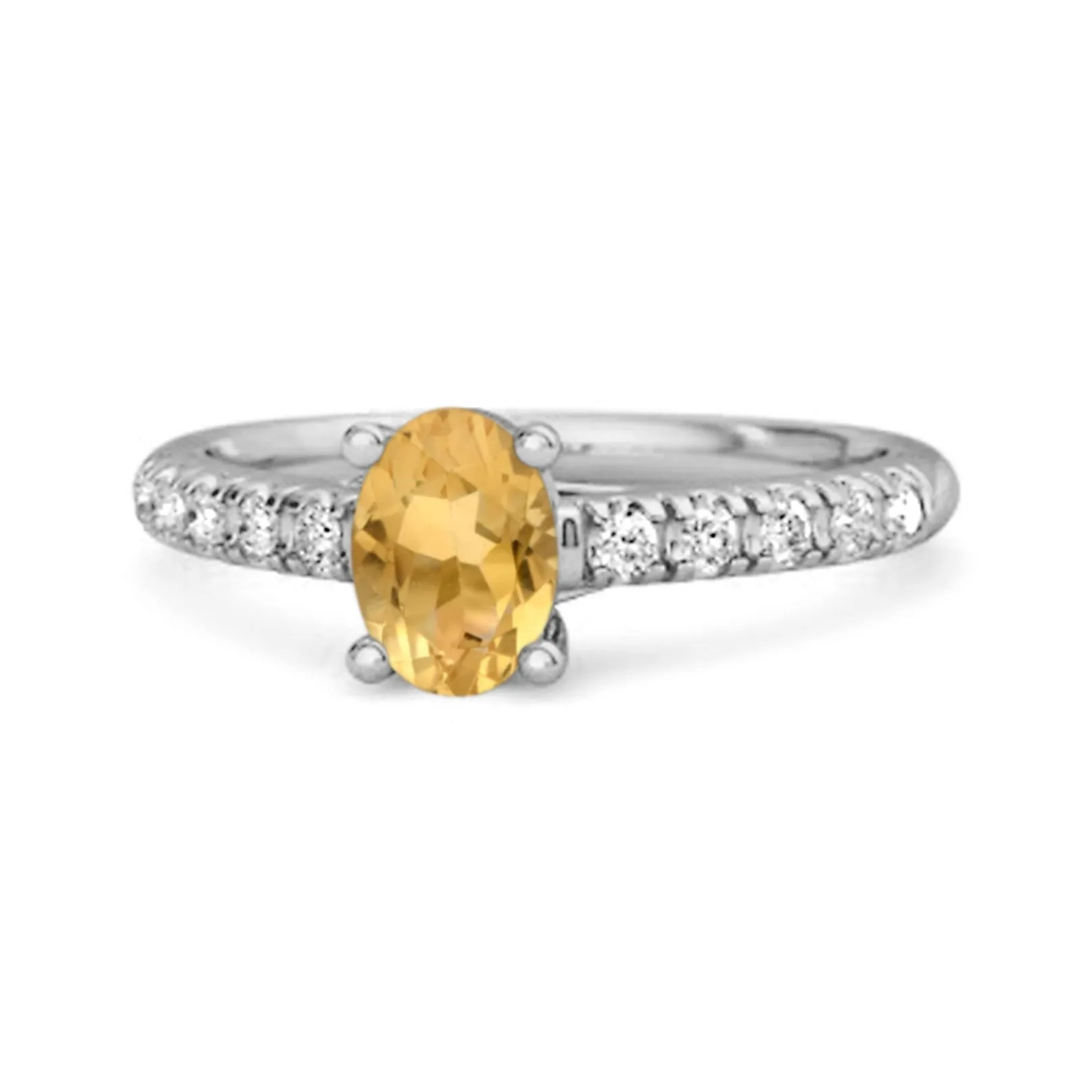 Solitaire Citrine 925 Sterling Silver Floating Halo Bridal Ring