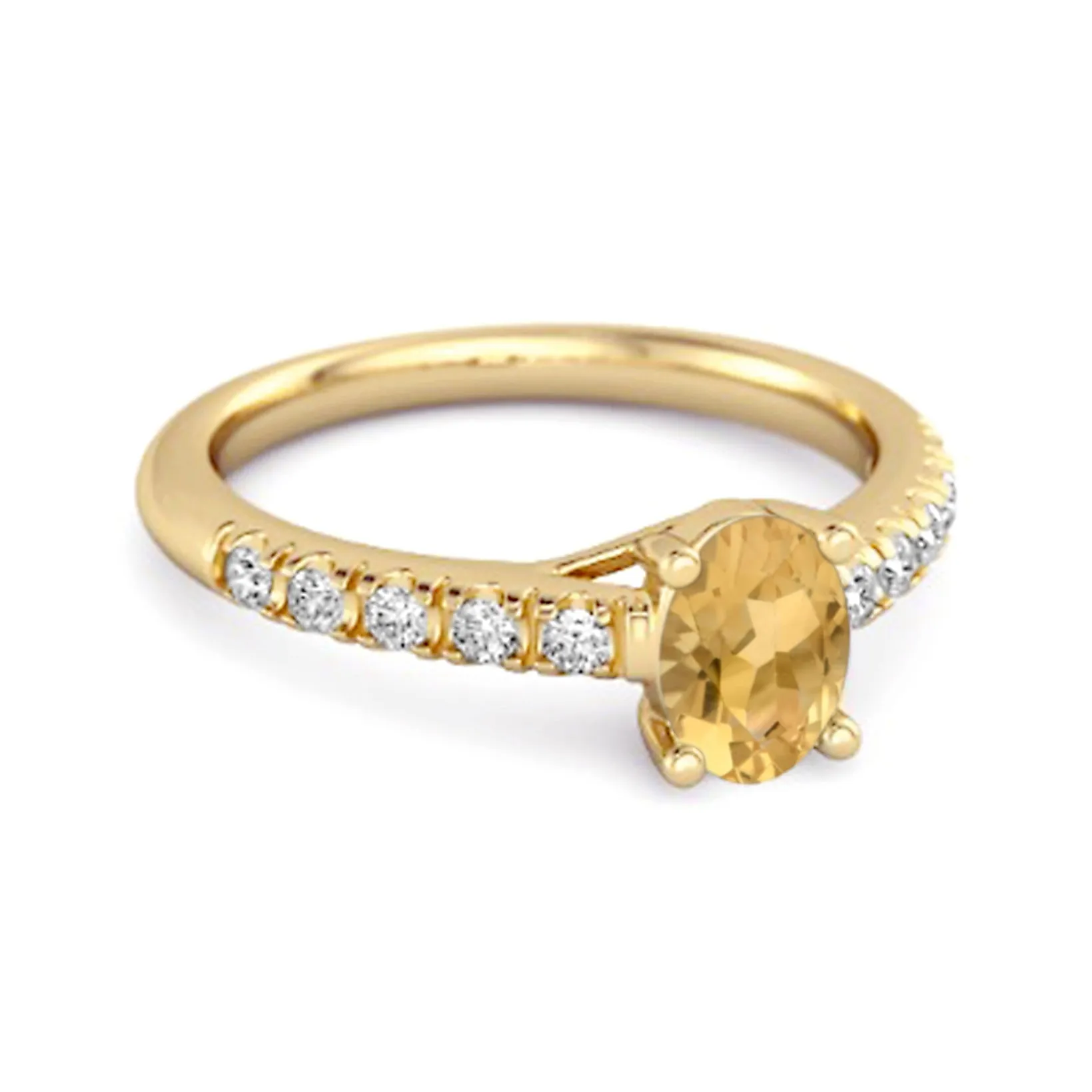 Solitaire Citrine 925 Sterling Silver Floating Halo Bridal Ring