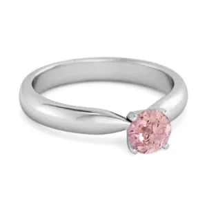 Solitaire Round Cut Pink Zirconia 925 Sterling Silver Promise Ring