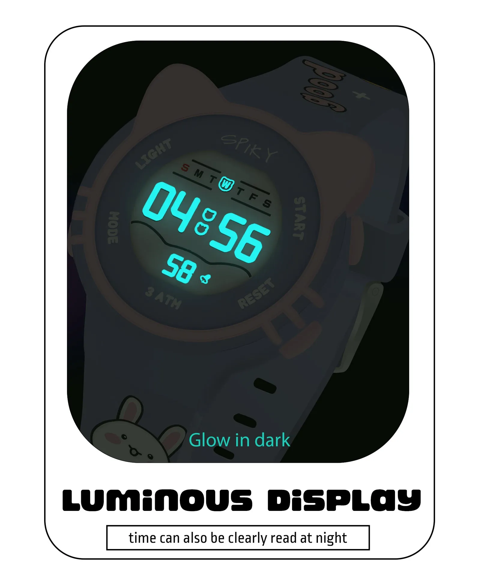 Spiky Eva17 Round Cat Shaped Digital Watch