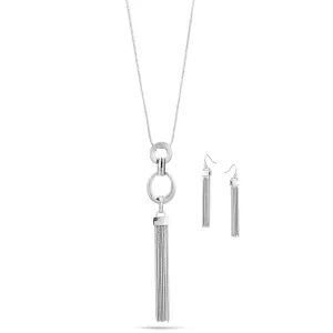 SQ6707 LONG TASSEL NECKLACE AND EARRINGS SET
