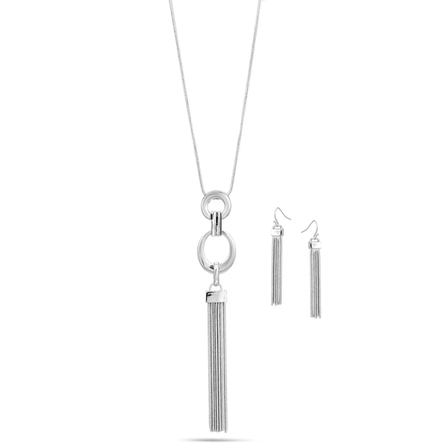 SQ6707 LONG TASSEL NECKLACE AND EARRINGS SET