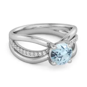 Stackable 3 Band 925 Sterling Silver 0.25 Ctw Blue Topaz Women Ring