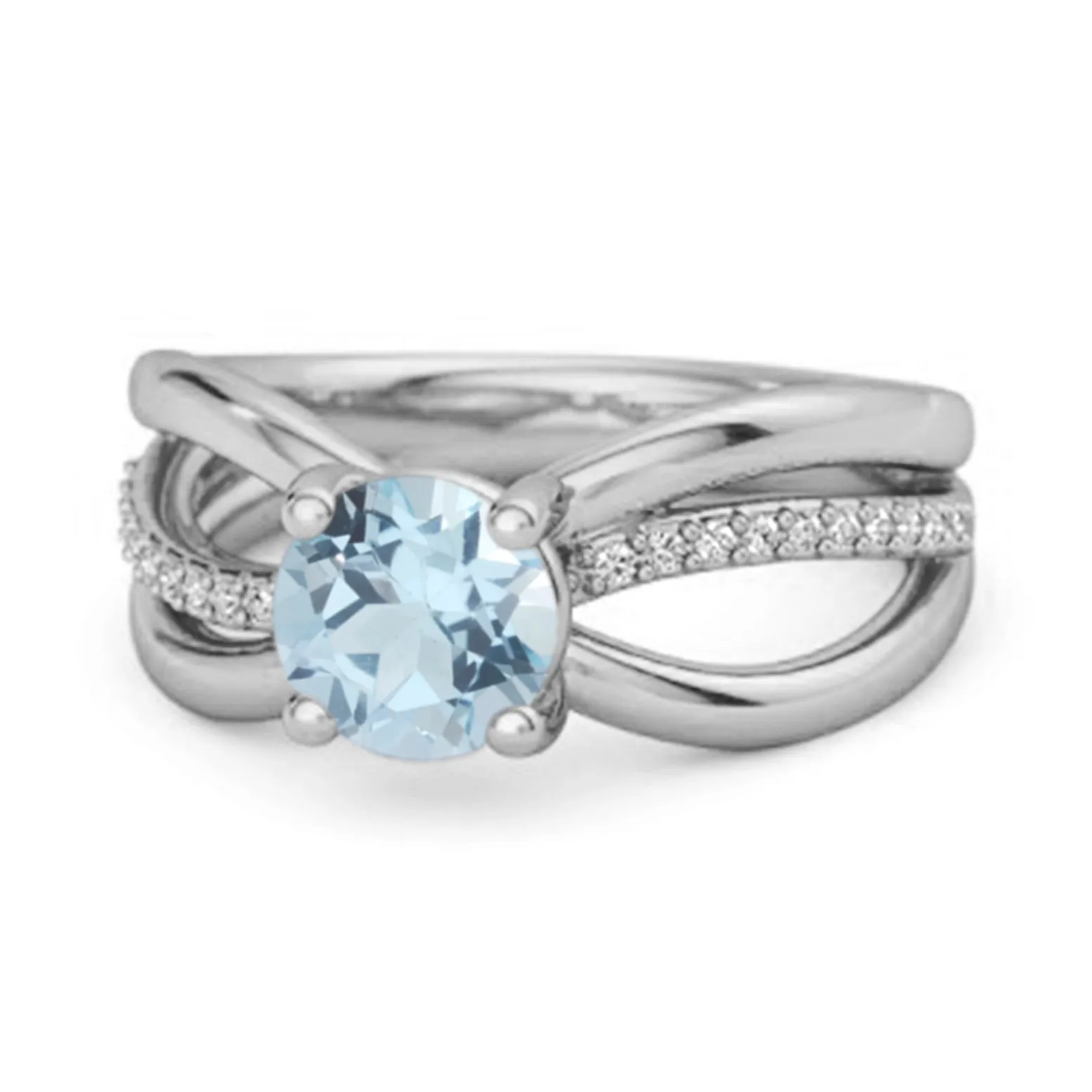 Stackable 3 Band 925 Sterling Silver 0.25 Ctw Blue Topaz Women Ring