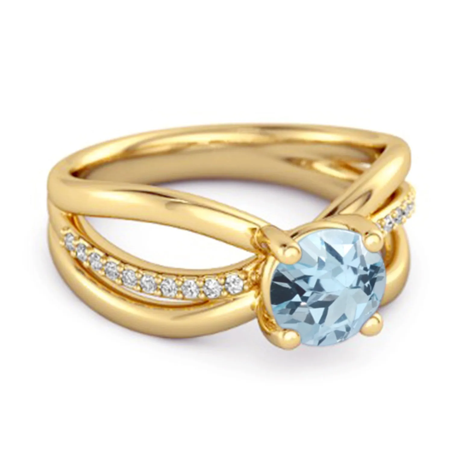 Stackable 3 Band 925 Sterling Silver 0.25 Ctw Blue Topaz Women Ring
