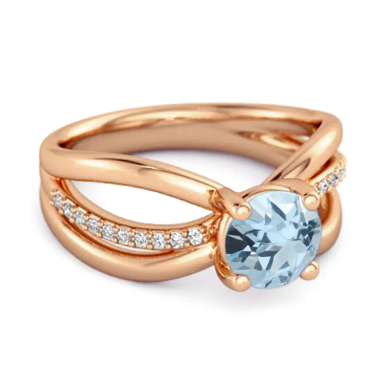 Stackable 3 Band 925 Sterling Silver 0.25 Ctw Blue Topaz Women Ring