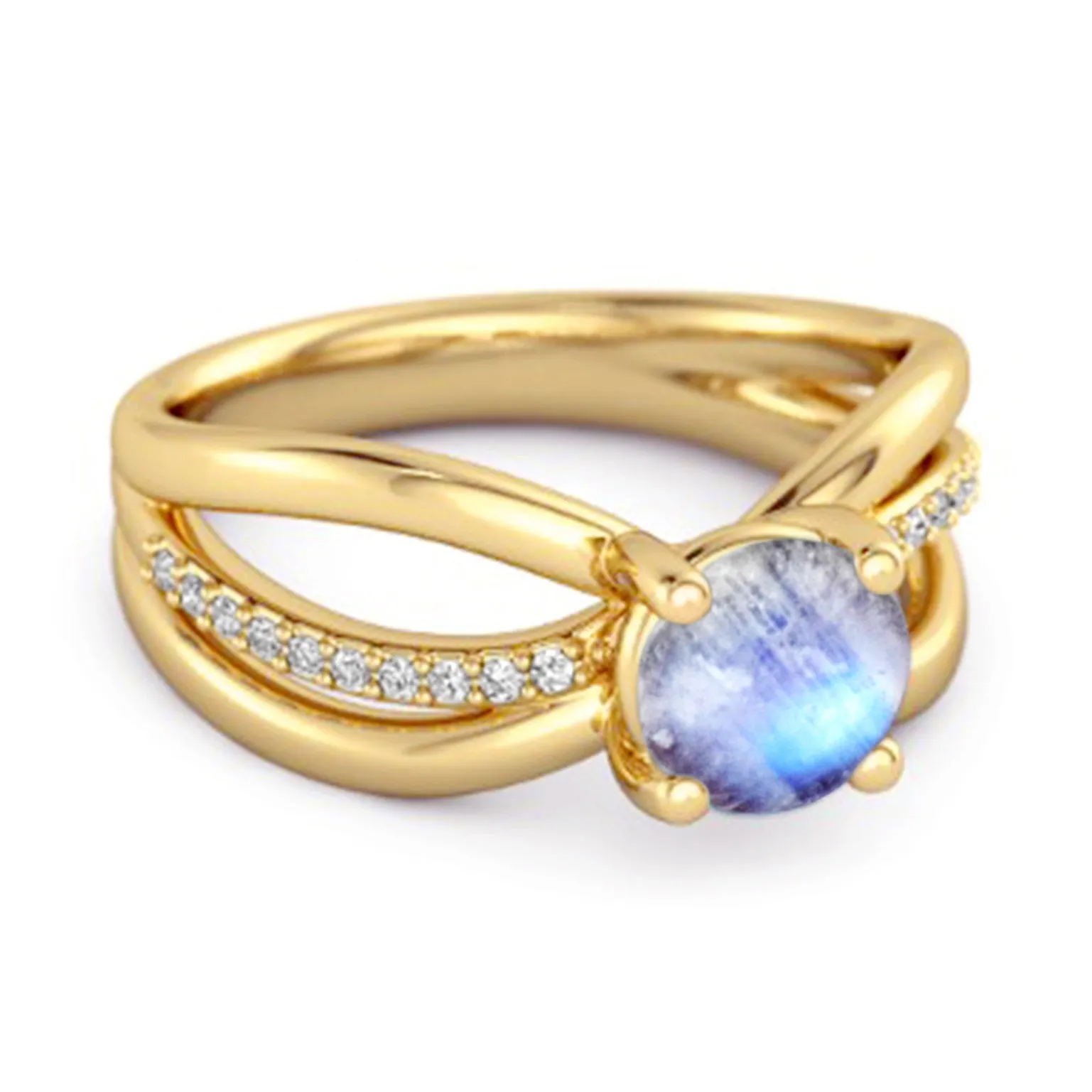 Stackable 3 Band 925 Sterling Silver 0.25 Ctw Moonstone Women Ring
