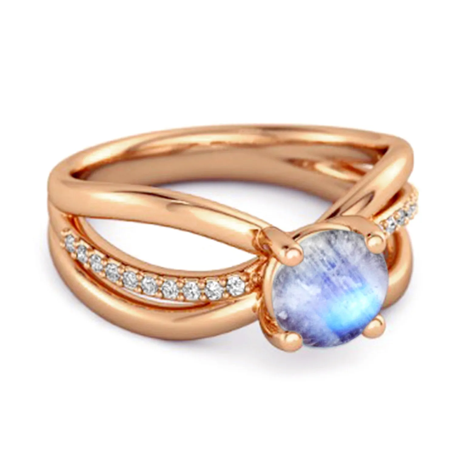 Stackable 3 Band 925 Sterling Silver 0.25 Ctw Moonstone Women Ring