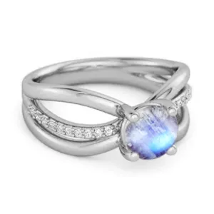 Stackable 3 Band 925 Sterling Silver 0.25 Ctw Moonstone Women Ring