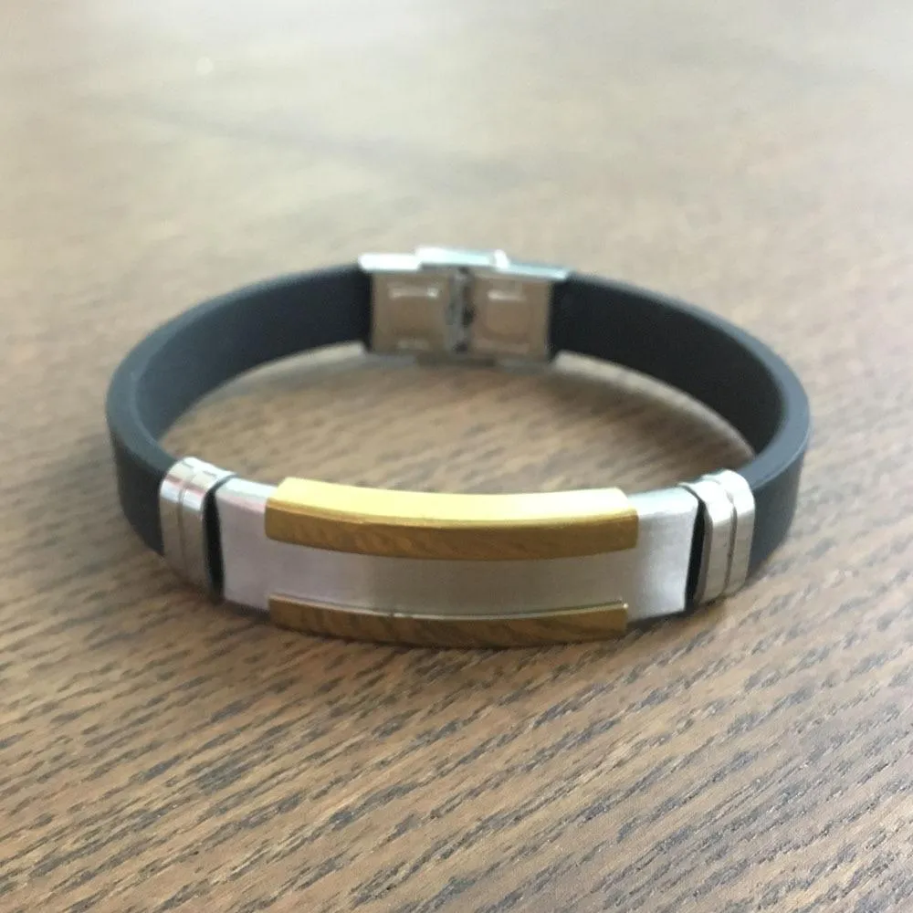 Stainless Steel Genuine Leather Punk Bracelets for Women, Trendy Black Wristbands, Anniversary Gift