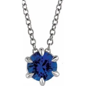 Sterling Silver 3/4 CT Natural Diamond Solitaire 16-18" Necklace
