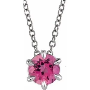 Sterling Silver 3/4 CT Natural Diamond Solitaire 16-18" Necklace