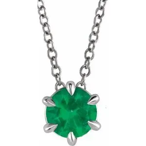 Sterling Silver 3/4 CT Natural Diamond Solitaire 16-18" Necklace
