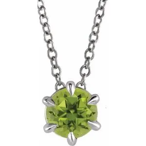Sterling Silver 3/4 CT Natural Diamond Solitaire 16-18" Necklace