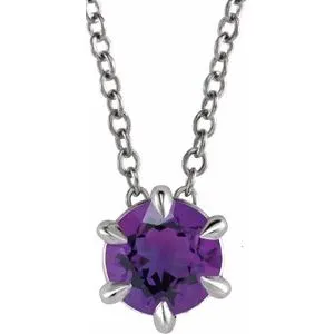 Sterling Silver 3/4 CT Natural Diamond Solitaire 16-18" Necklace