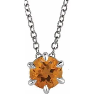 Sterling Silver 3/4 CT Natural Diamond Solitaire 16-18" Necklace
