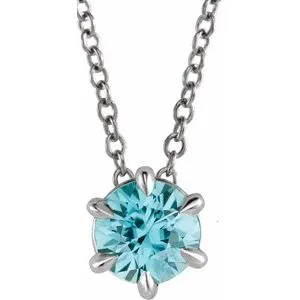 Sterling Silver 3/4 CT Natural Diamond Solitaire 16-18" Necklace