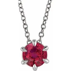 Sterling Silver 3/4 CT Natural Diamond Solitaire 16-18" Necklace