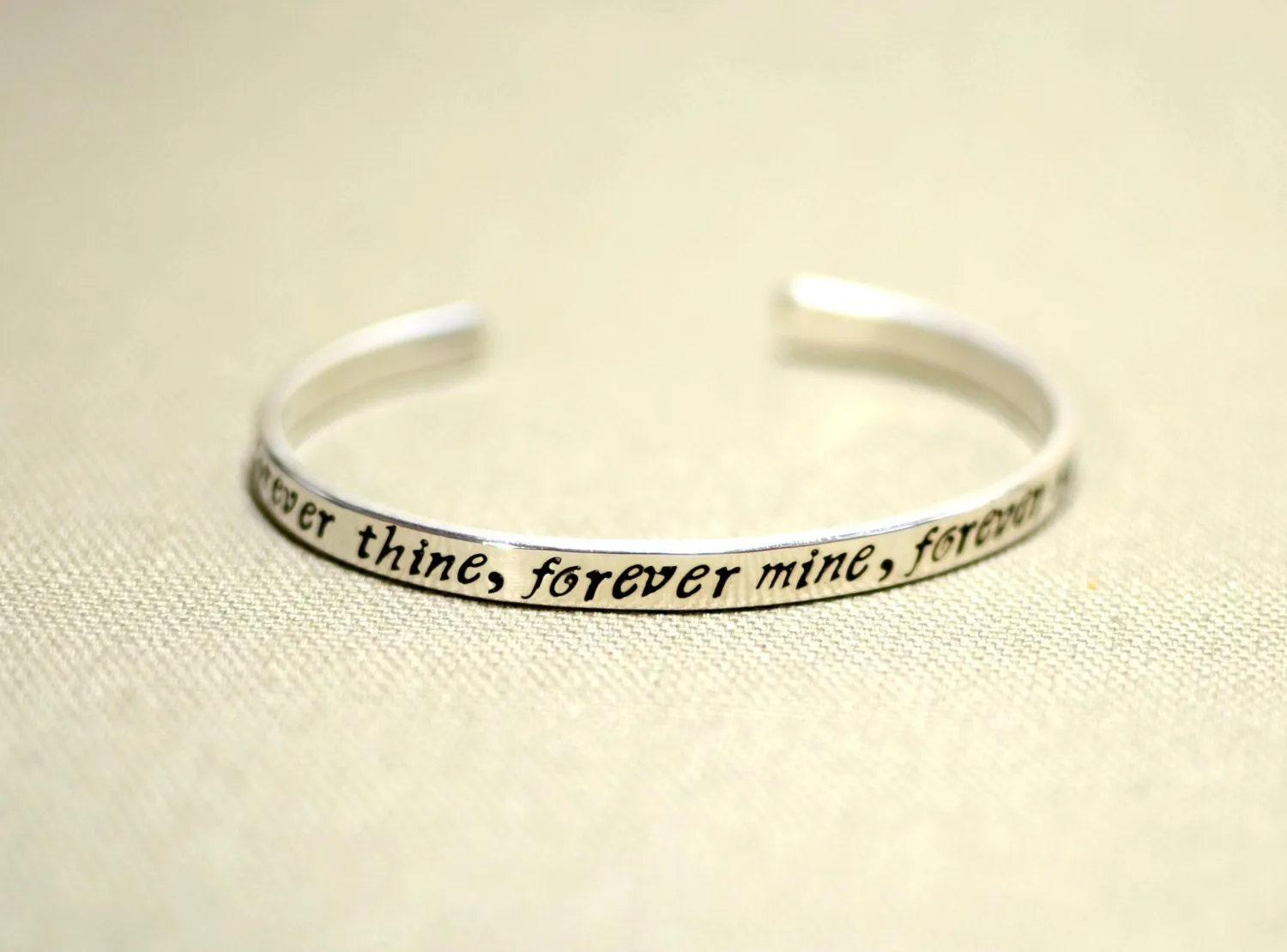 Sterling silver bracelet stamped with forever mine forever thine forever ours