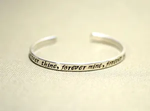 Sterling silver bracelet stamped with forever mine forever thine forever ours