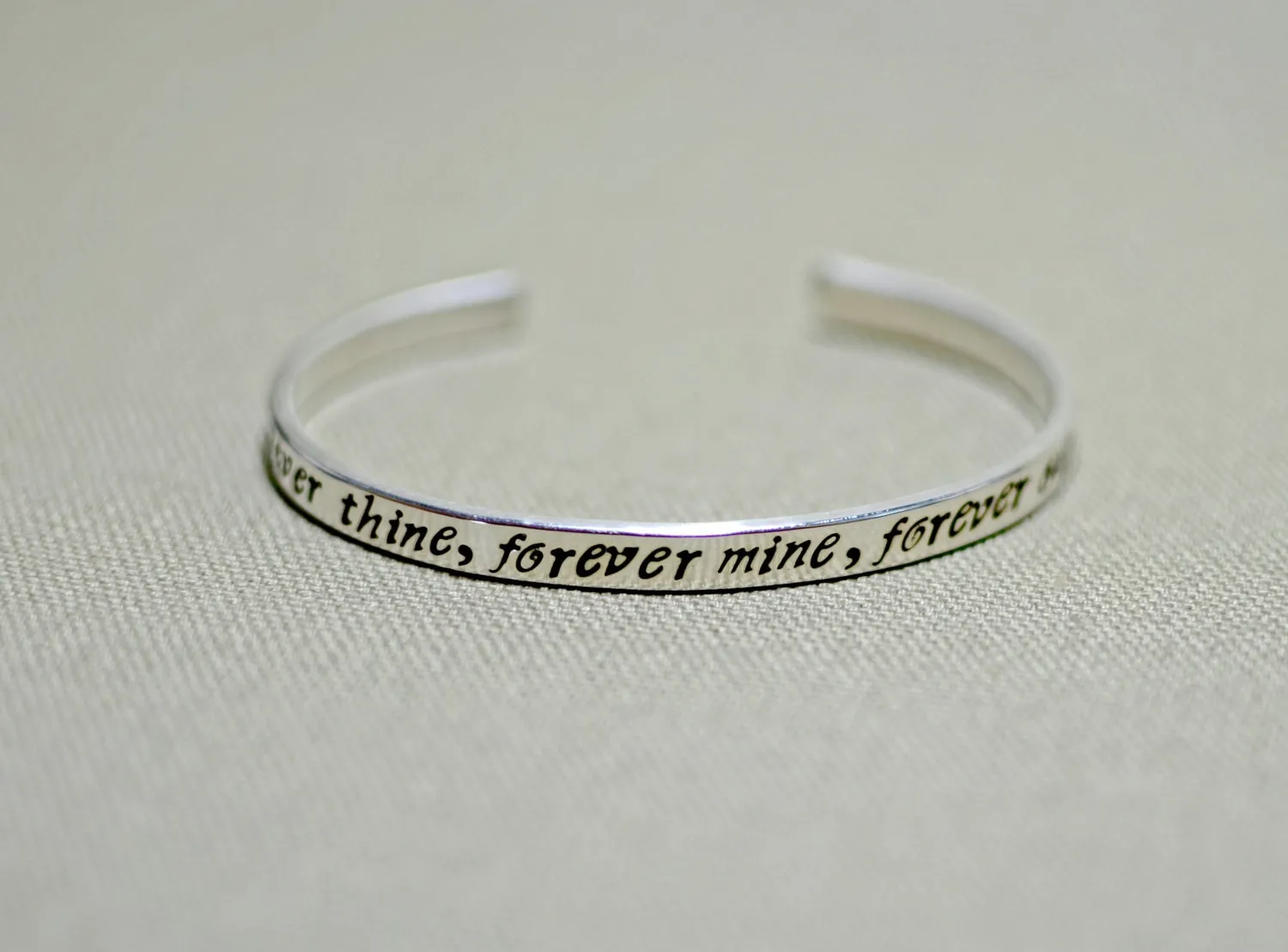 Sterling silver bracelet stamped with forever mine forever thine forever ours