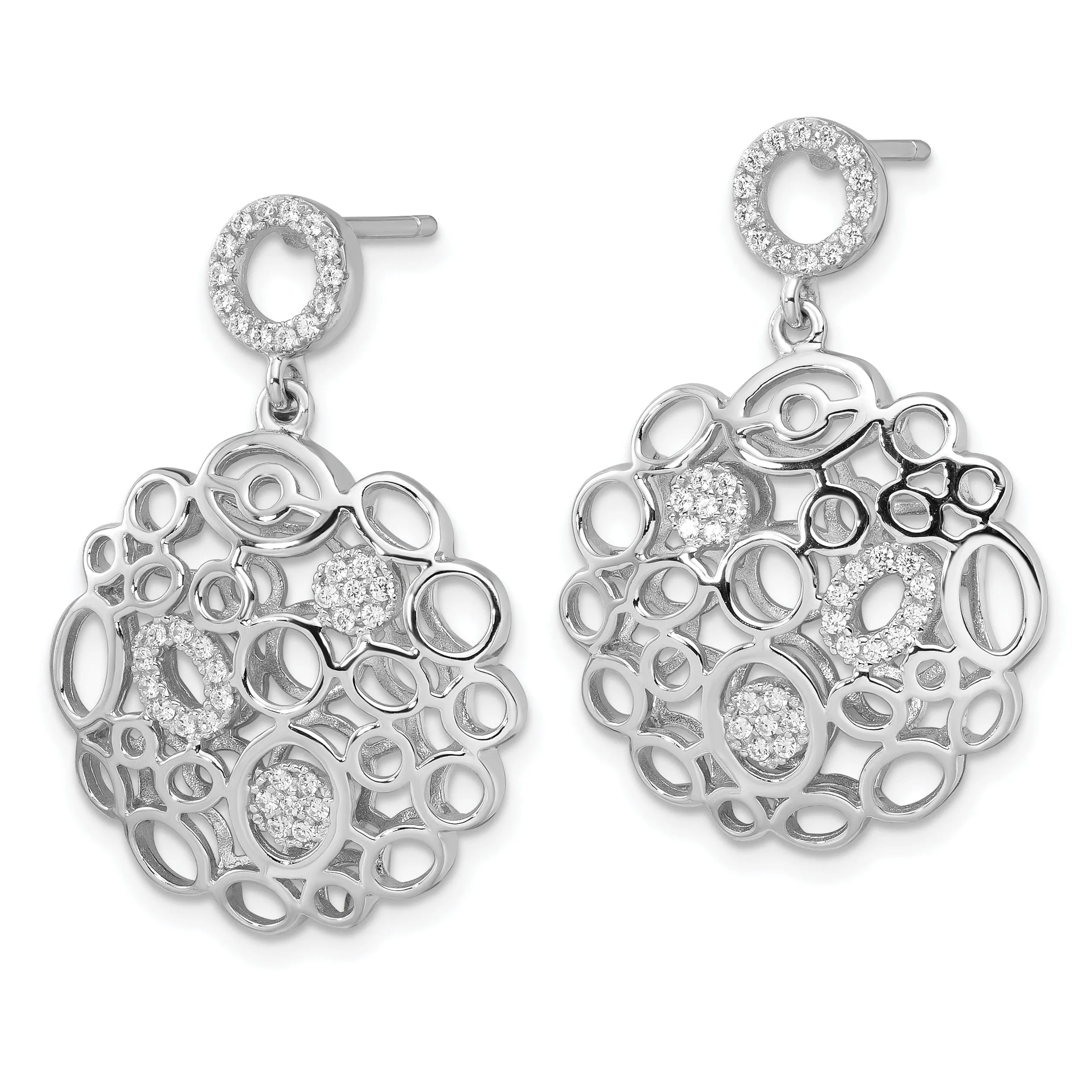Sterling Silver Cubic Zirconia Dangle Earrings