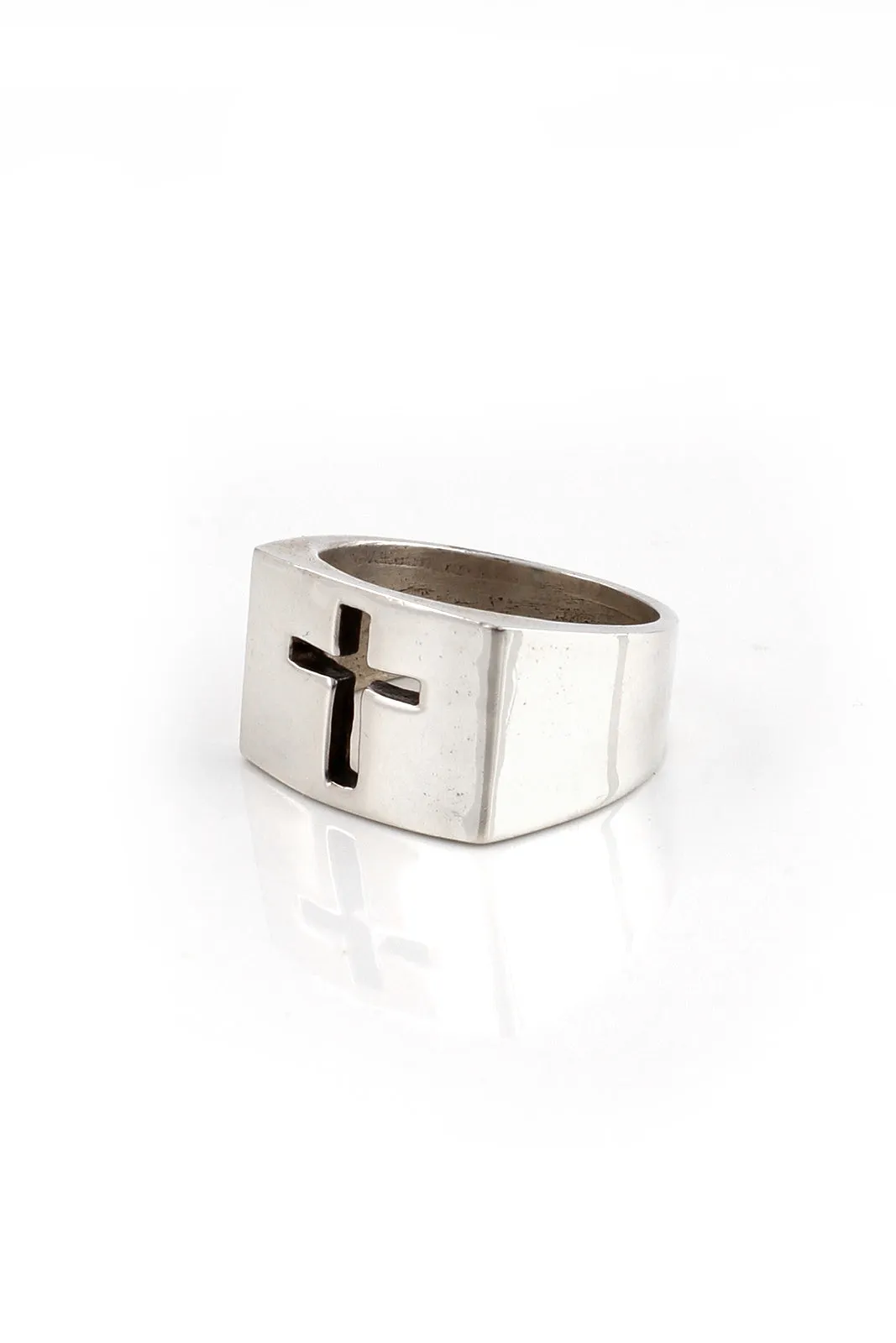 Sterling Silver Cut Out Cross Men's Ring
