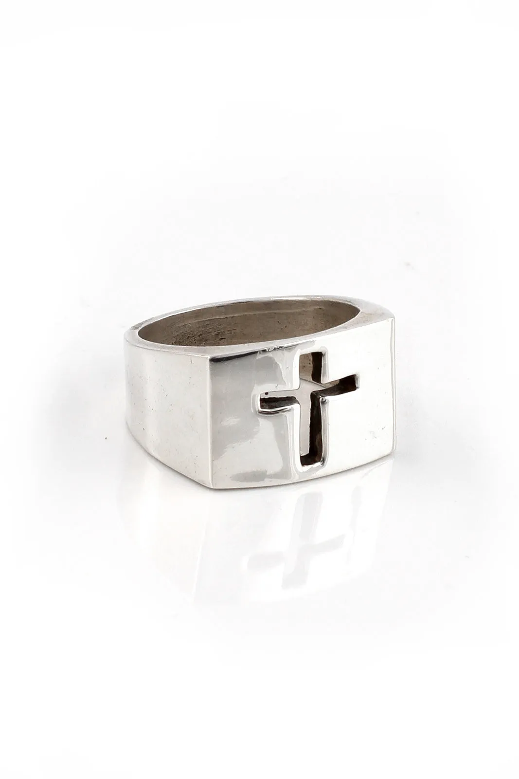 Sterling Silver Cut Out Cross Men's Ring