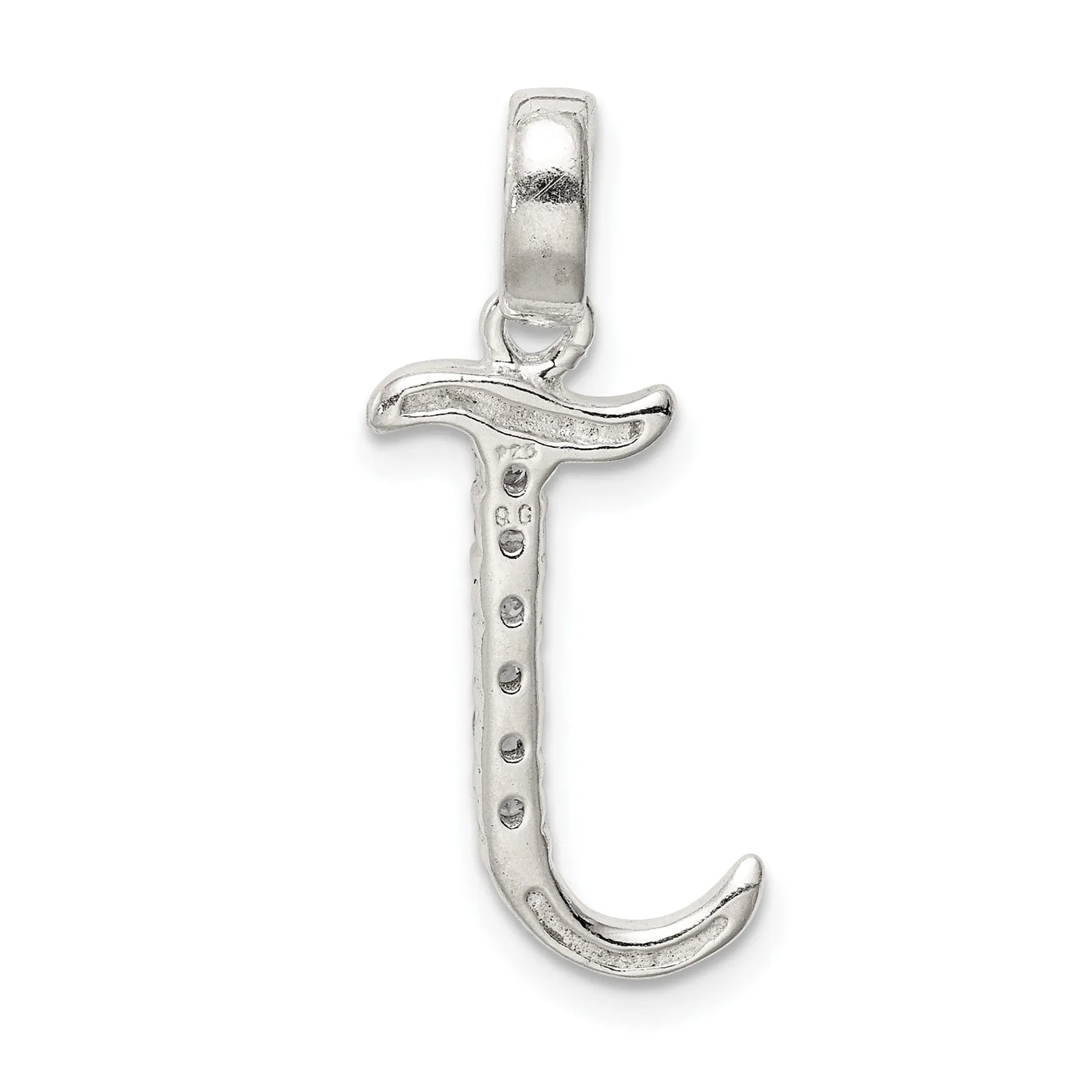 Sterling Silver CZ Initial J Charm Pendant