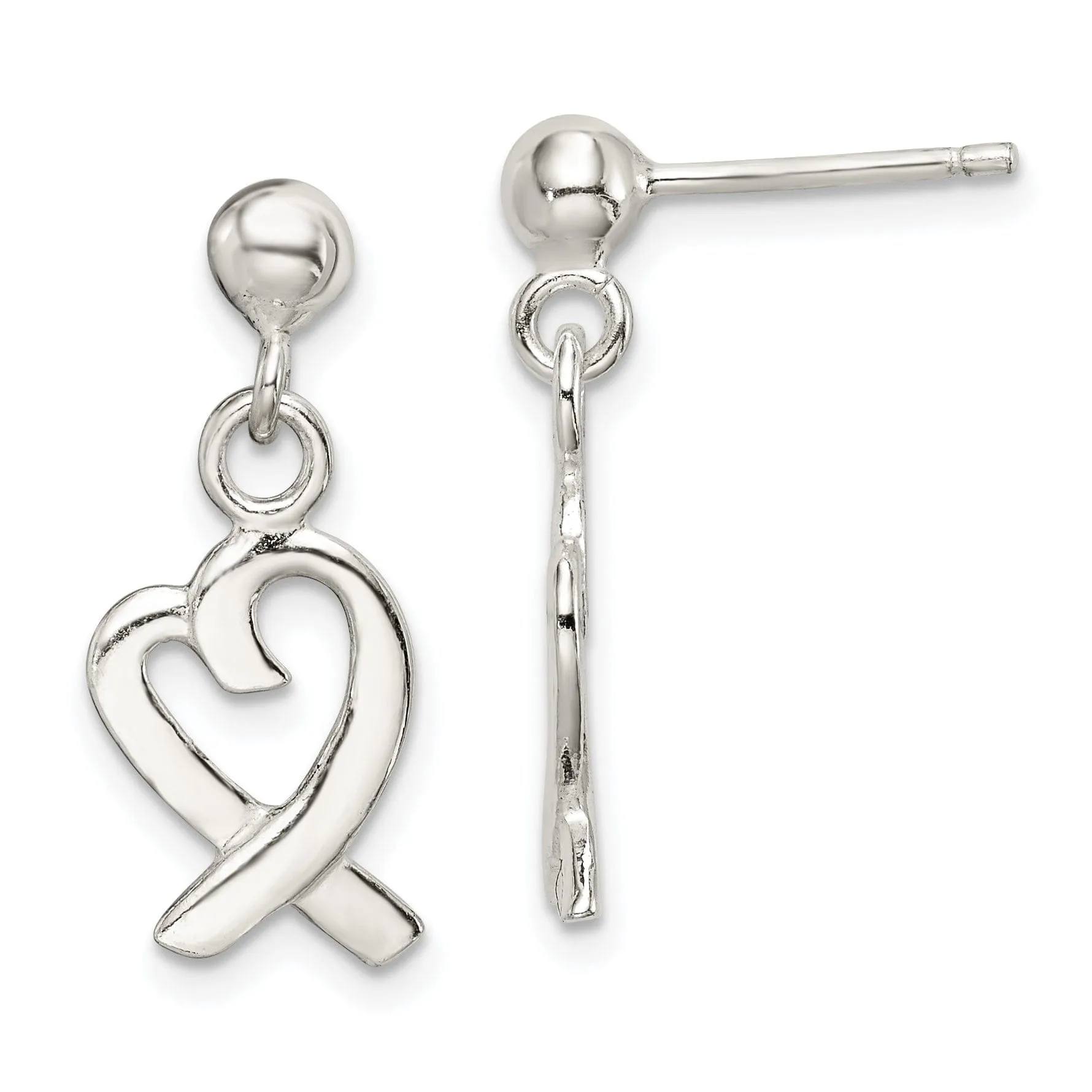 Sterling Silver Heart Dangle Earrings