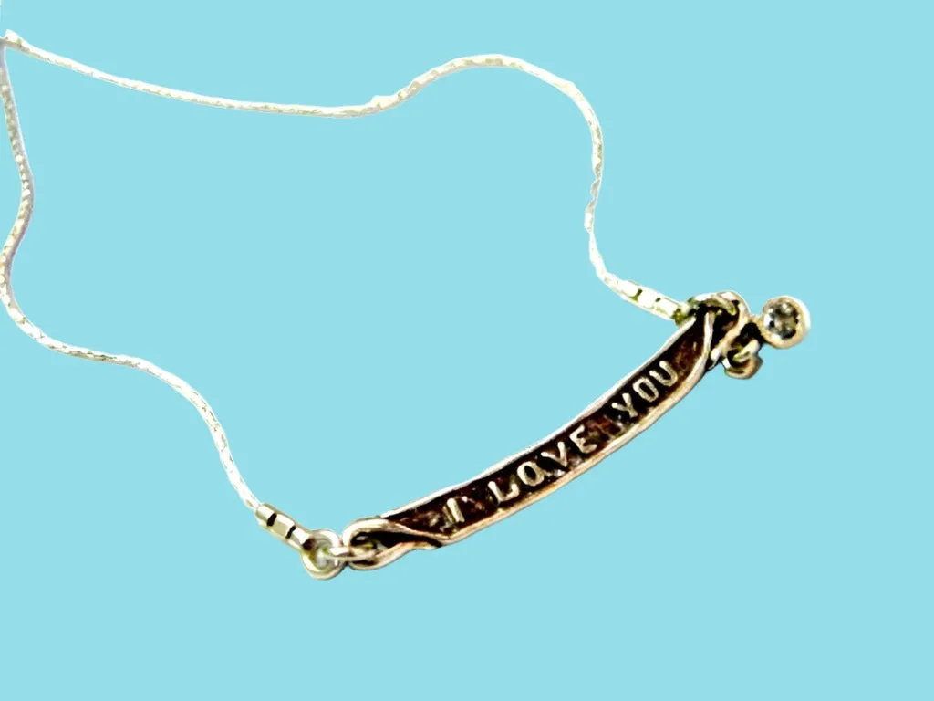 Sterling Silver I Love You necklace, gift for mom, gift of love. Necklace for woman.