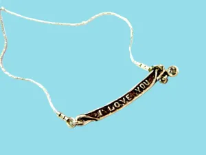 Sterling Silver I Love You necklace, gift for mom, gift of love. Necklace for woman.