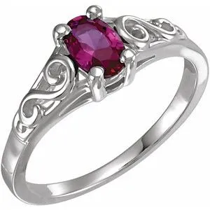Sterling Silver July Youth Imitation Birthstone Ring