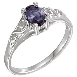 Sterling Silver June Imitation Birthstone Ring , Size 5