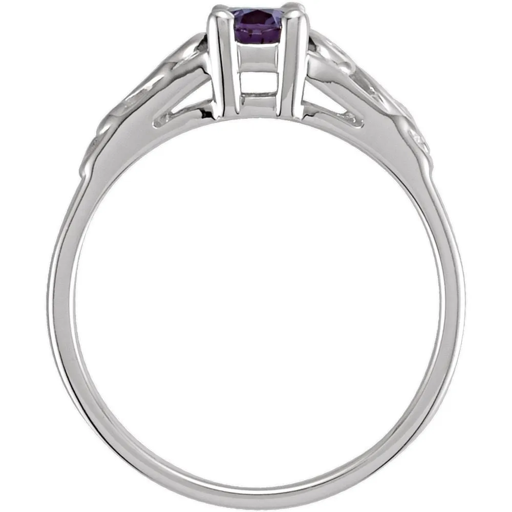 Sterling Silver June Imitation Birthstone Ring , Size 5