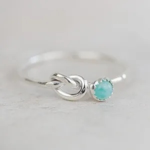 Sterling Silver Love Knot Ring with Birthstones